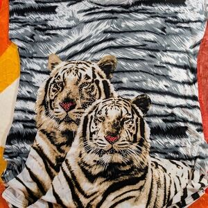 Jeweled Tiger Print Stretchy Shirt, Striped Tiger XL/XXL By Gabriel Ye